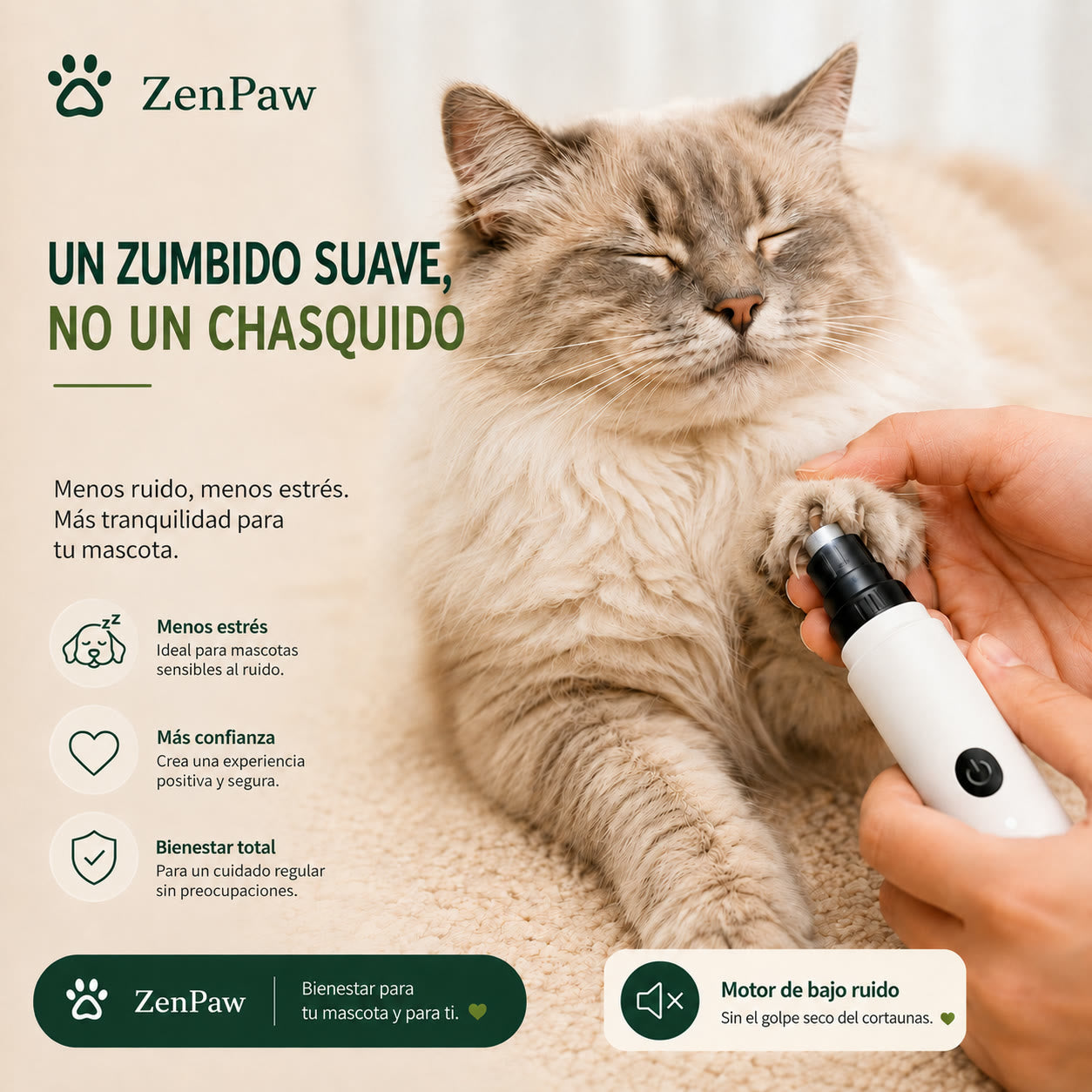 Un zumbido suave, no un chasquido